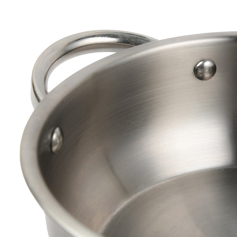 Modern Platinum Triply Stainless Steel Kadhai | Induction & Gas Friendly | 8.8 Inches, 9.6 Inches, 10.4 Inches 11.6 Inches