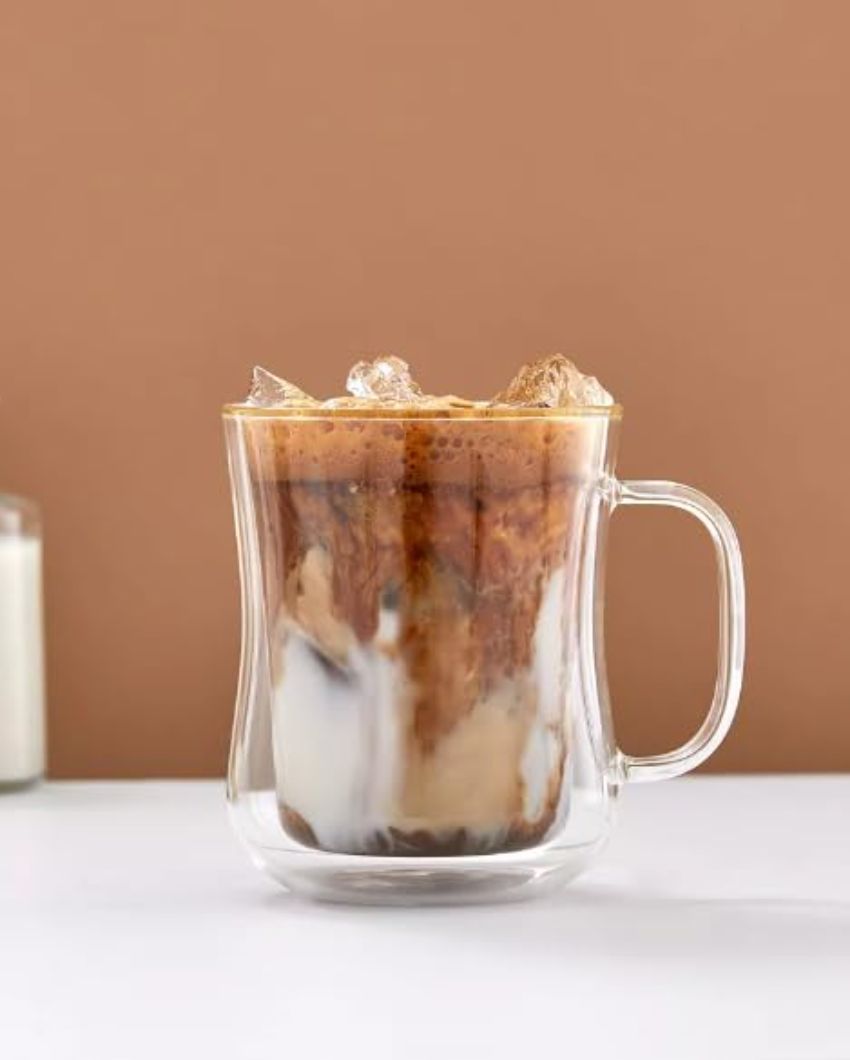 Latte Cappuccino Double Wall Coffee Mug | Heat Resistant | 240Ml
