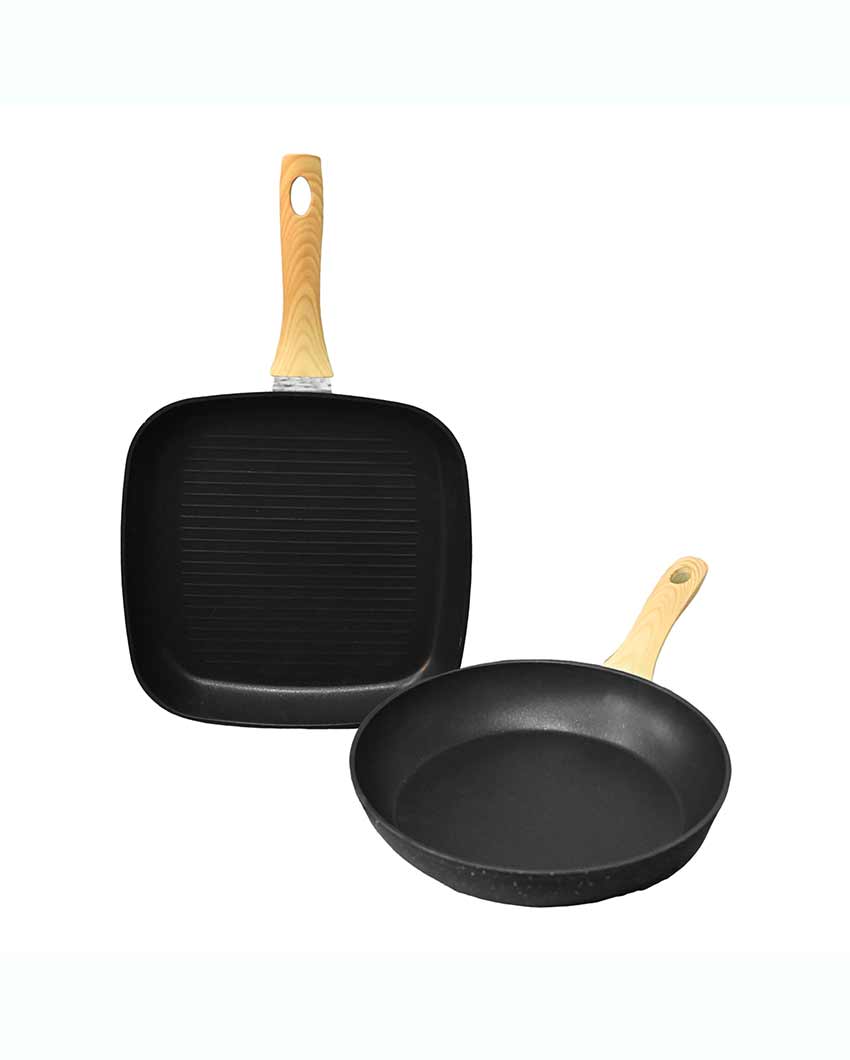 Vedio Non Stick Aluminium 1 Frypan 1 Grillpan | Safe For All Cooktops