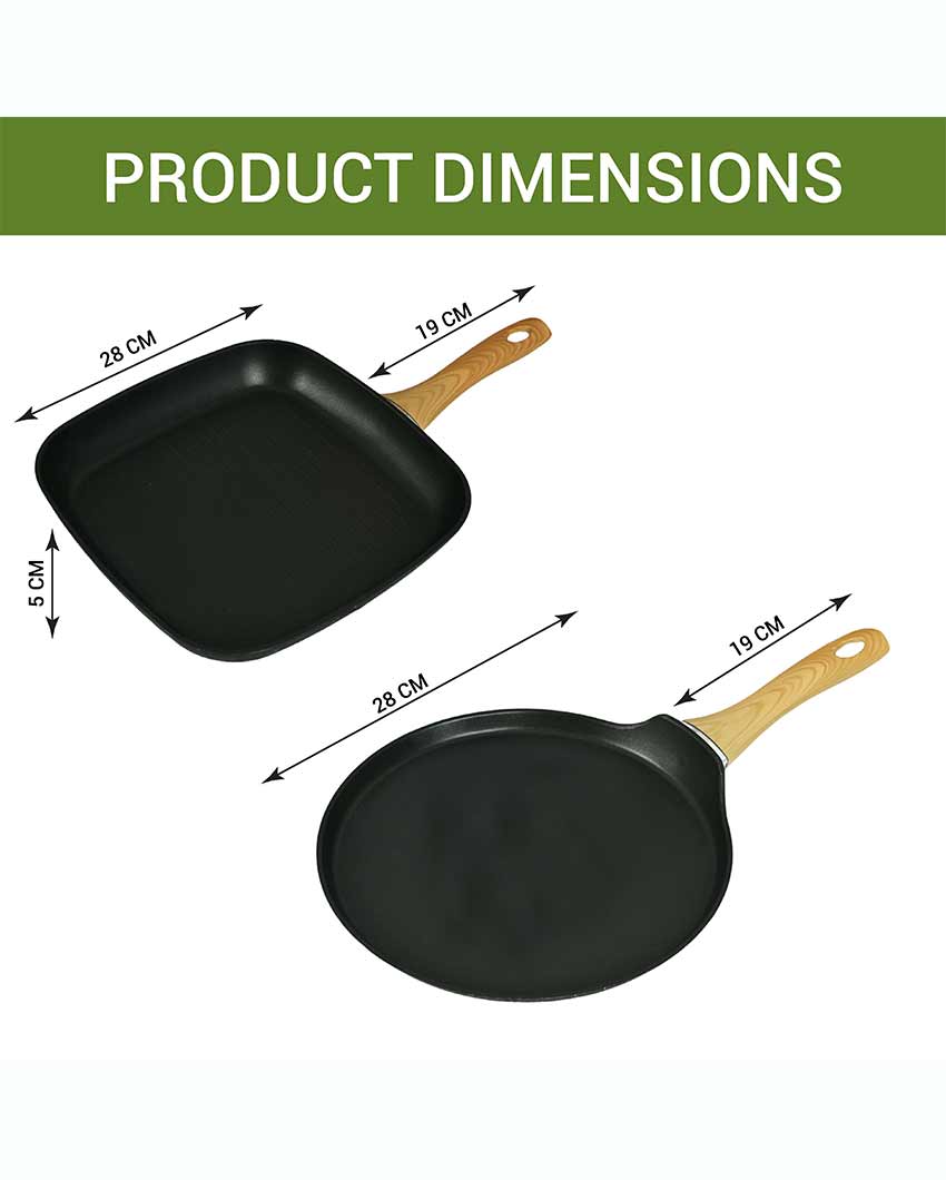 Sofio Non Stick Aluminium 1 Pancake 1 Grillpan | Safe For All Cooktops