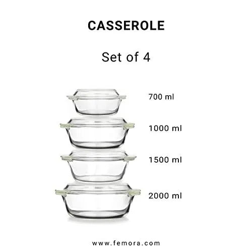 Modular Design Microwave Safe Casseroles |Set of 4 | 0.7L, 1L, 1.5L & 2L