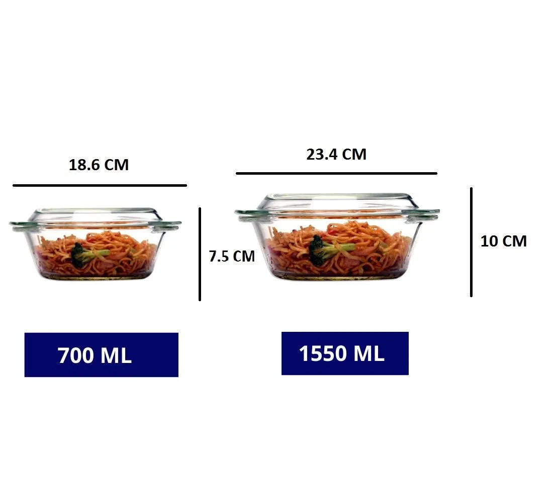 Modular Design Microwave Safe Casseroles |Set of 4 | 0.7L, 1L, 1.5L & 2L