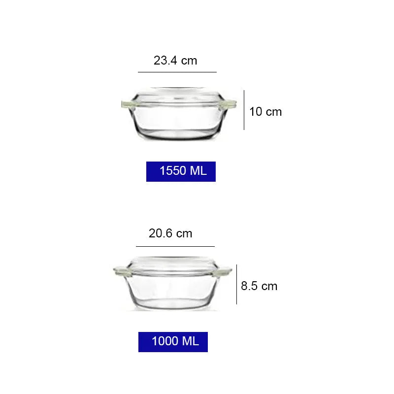 Modular Design Microwave Safe Casseroles |Set of 4 | 0.7L, 1L, 1.5L & 2L