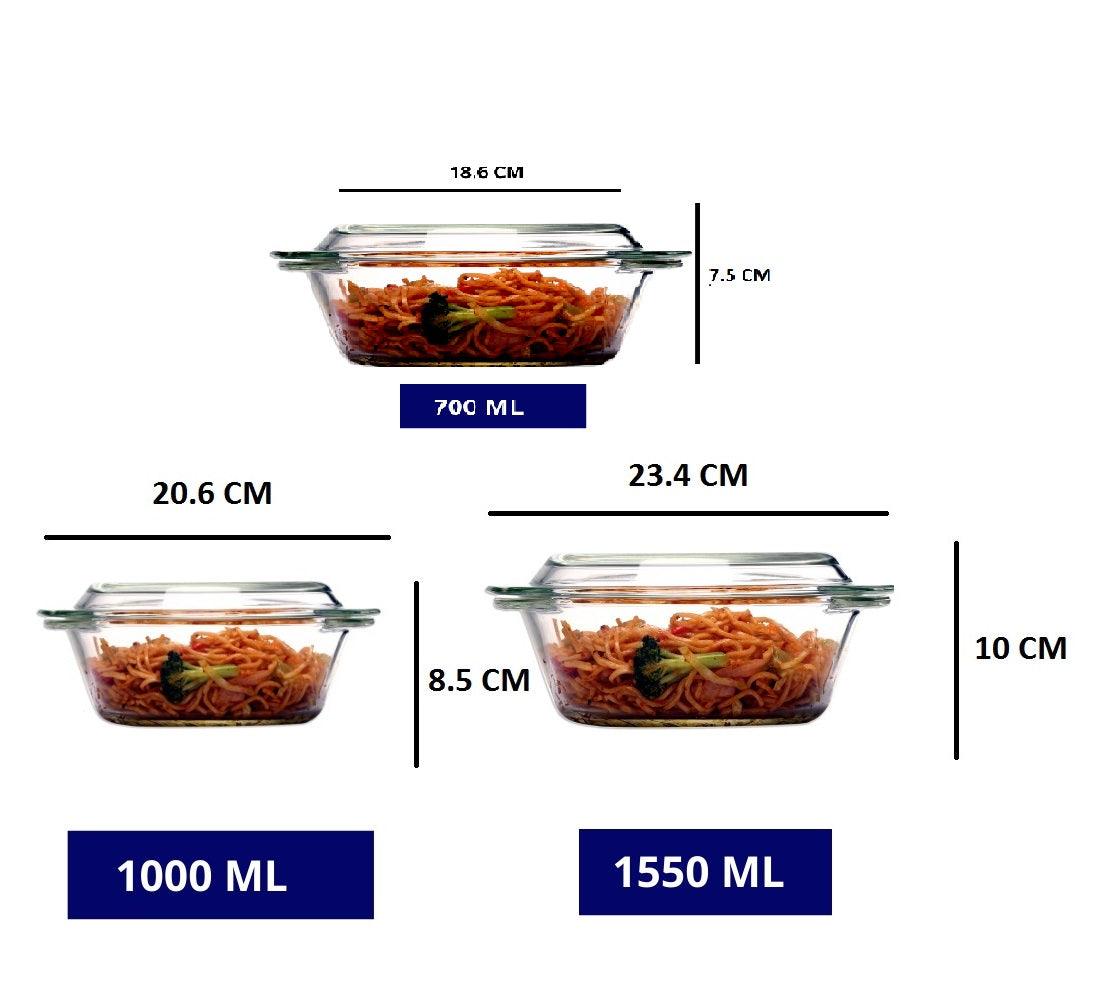 Modular Design Microwave Safe Casseroles |Set of 4 | 0.7L, 1L, 1.5L & 2L