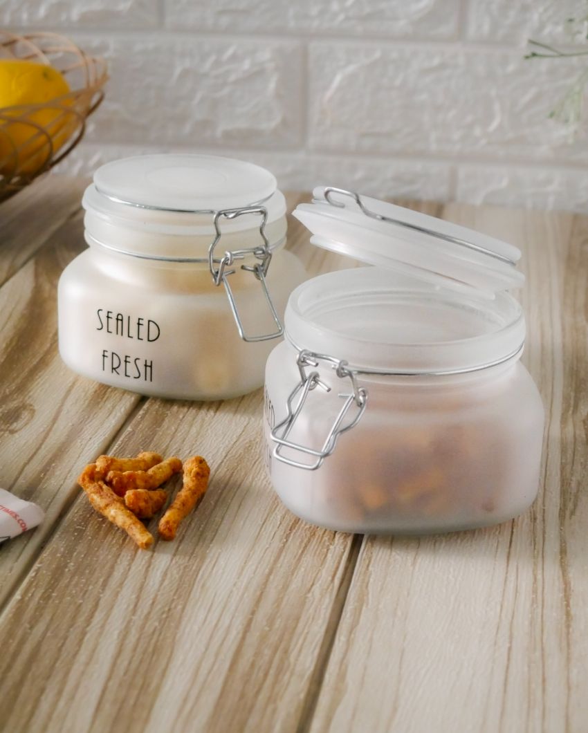 Elegant Frosted Clear Glass Jar With Lid | 4 x 4 x 4 inches | 500ml