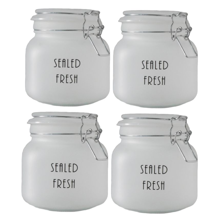 Stylish Frosted Clear Glass Jar With Lid | 5 x 5 x 5 inches | 750ml