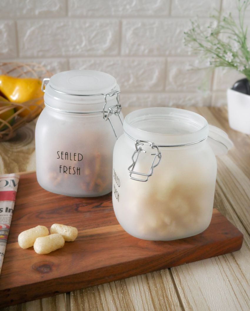 Chic Frosted Clear Glass Jar With Lid | 4 x 6 inches | 900ml