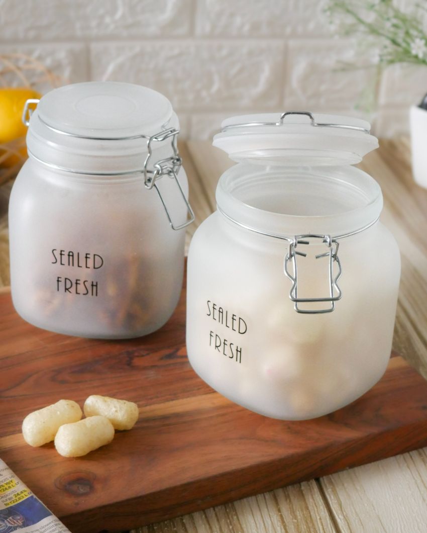 Chic Frosted Clear Glass Jar With Lid | 4 x 6 inches | 900ml