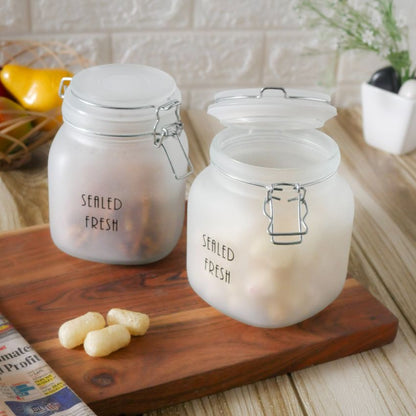 Chic Frosted Clear Glass Jar With Lid | 4 x 6 inches | 900ml