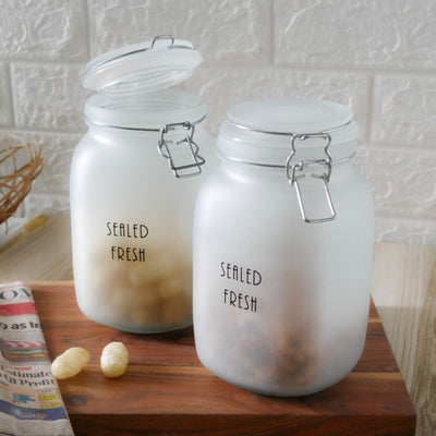 Frosted Clear Glass Jar With Lid | 4 x 8 inches | 1.5L