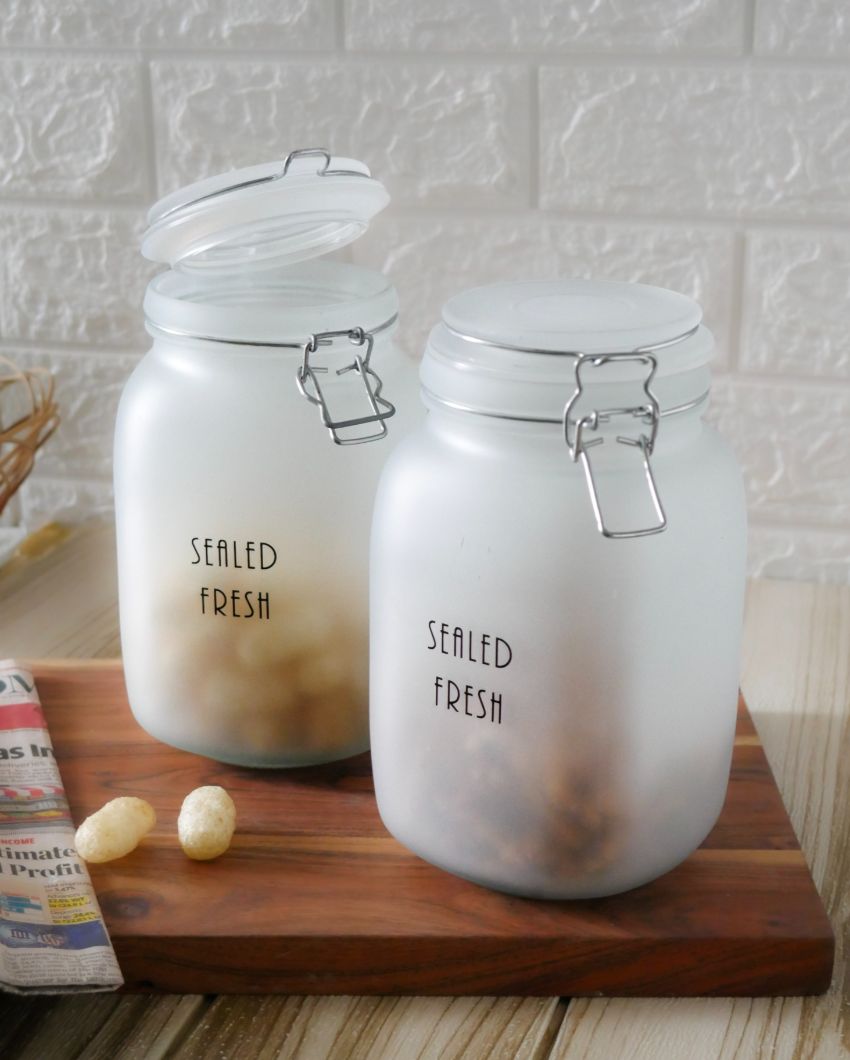 Frosted Clear Glass Jar With Lid | 4 x 8 inches | 1.5 Liter