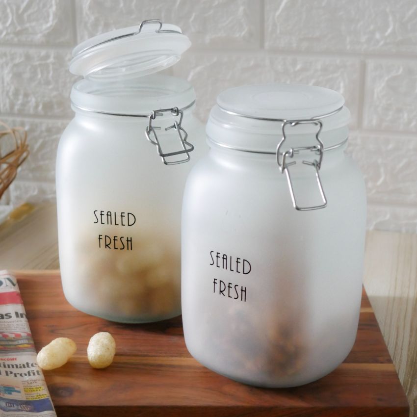 Frosted Clear Glass Jar With Lid | 4 x 8 inches | 1.5 Liter