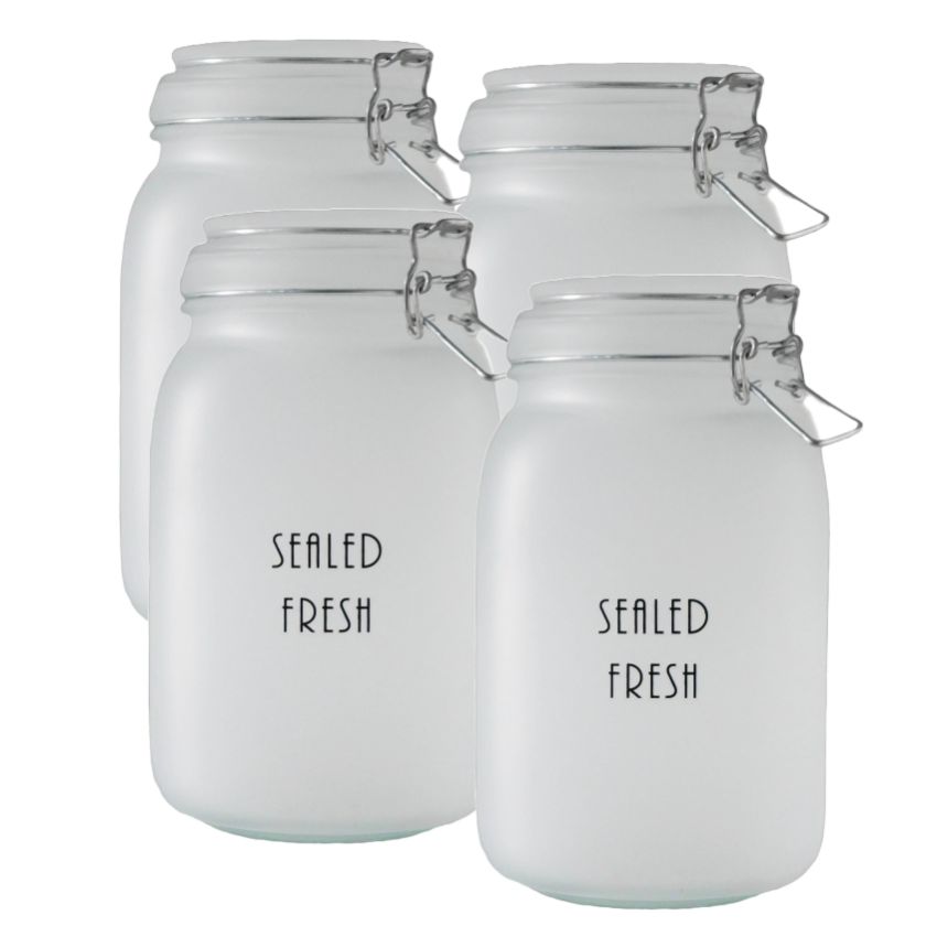 Frosted Clear Glass Jar With Lid | 4 x 8 inches | 1.5 Liter