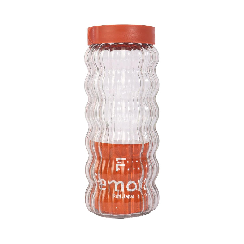 Clear Body Jar With Maroon Lid | Set Of 4 1 Ltr