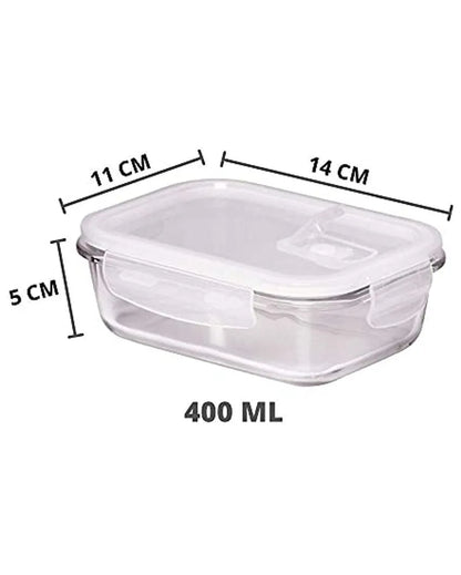 Rectangle Shaped Borosilicate Glass Maroon Container Multipurpose Lunch Box for Office | 400 ML Set Of 2