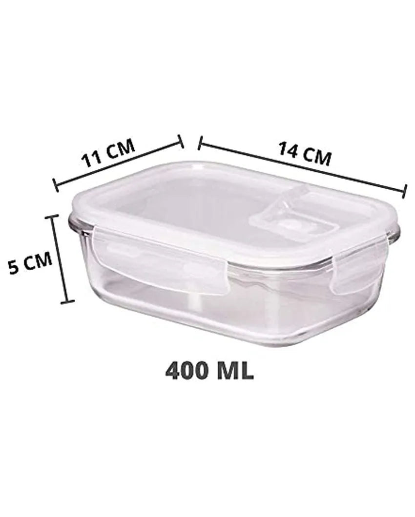 Rectangle Shaped Borosilicate Glass Maroon Container Multipurpose Lunch Box for Office | 400 ML Set Of 3