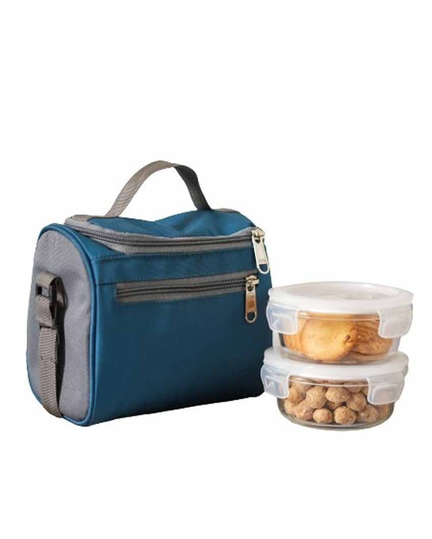 Glass Container Round Lunch Box With Stylish Bag | Set of 2 | 380 ML