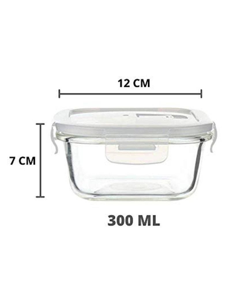 Glass Container Square Lunch Box With Stylish Bag | Set of 2 | 300 ML