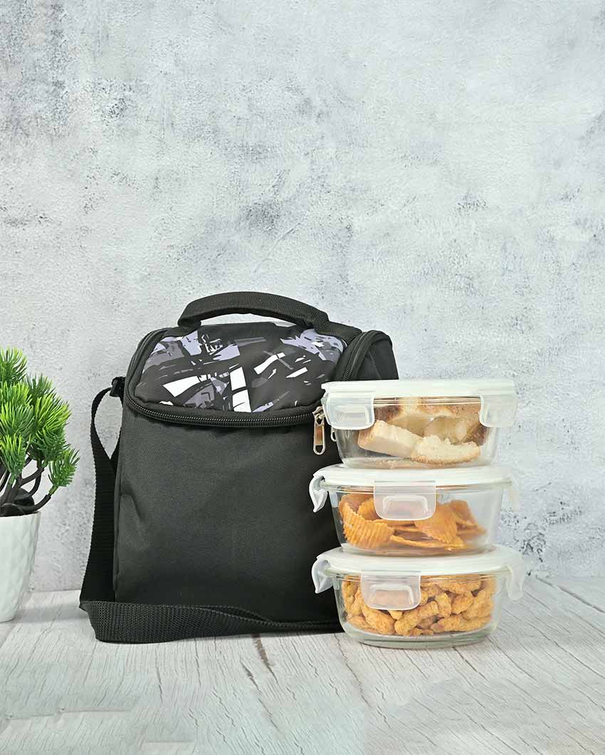 Janio Borosilicate Glass Container Lunch Box with Bag | 380 ml
