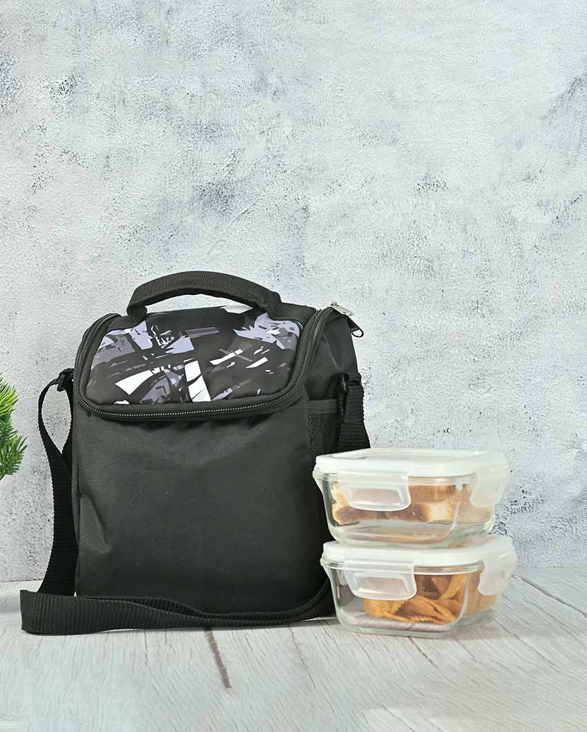 Grandy Borosilicate Glass Container Lunch Box with Bag | 300 ml | Set Of 2