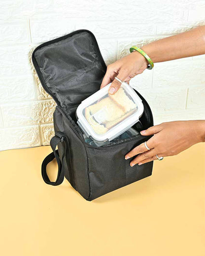 Zenio Borosilicate Glass Container Lunch Box with Bag | 400 ml, 600 ml