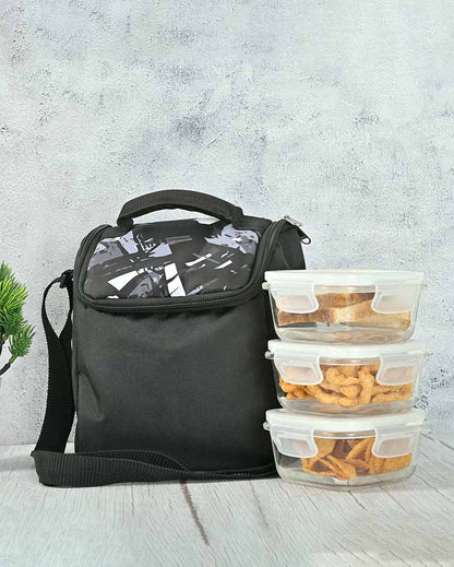 Zimmi Borosilicate Glass Container Lunch Box with Bag | 300 ml