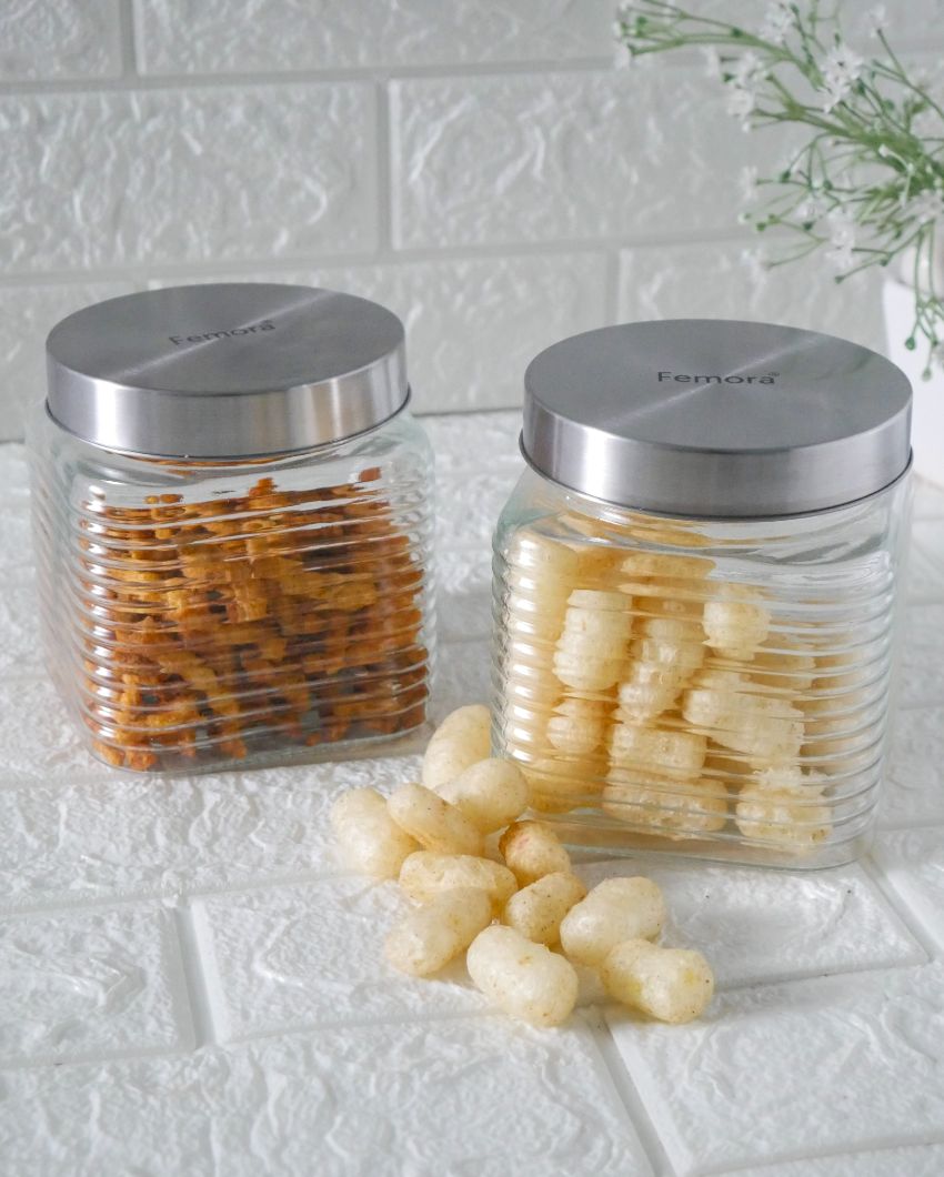 Chic Square Glass Storage Jars | 650ml | 5 x 5 inches