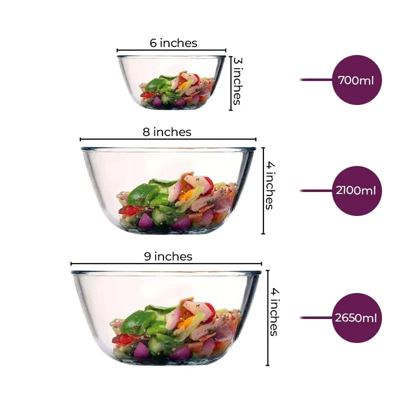 Microwave Safe Mixing Bowls | Set of 3 | Multiple Sizes