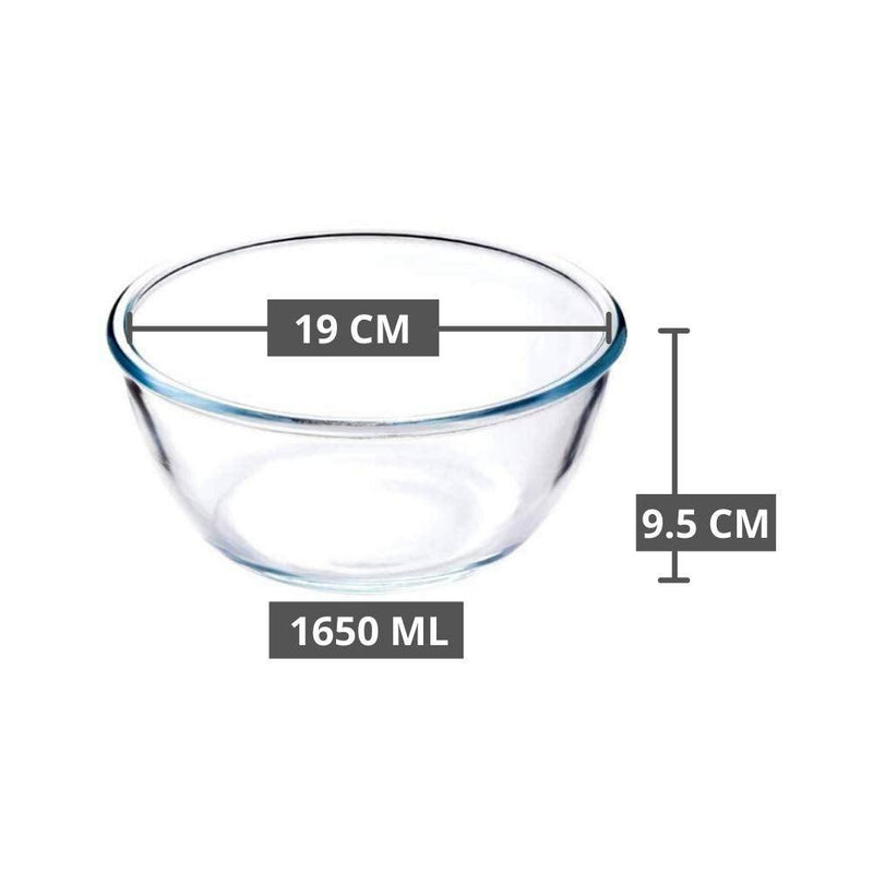 Borosilicate All-Purpose Mixing Bowls | Mixed size Combo- Set of 4 (400ml, 700ml, 1L, 1.6L)