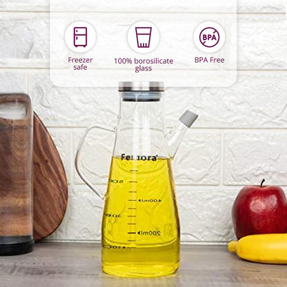 Borosilicate Glass Oil Bottle with Handle | 650 ml