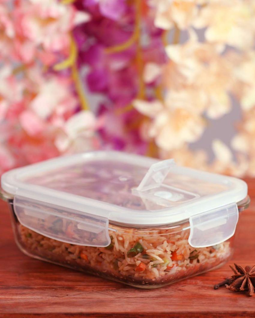 Simon Rectangle Glass Microwave Safe Food Storage Container with Air Vent Lid | 1500ml