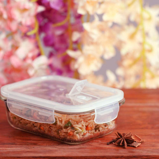 Borosilicate Glass Rectangle Food Storage Container with Lid | 400 ml | Set of 3