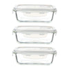 Borosilicate Glass Rectangle Food Storage Container with Air Vent Lid | 400 ml | Set of 3