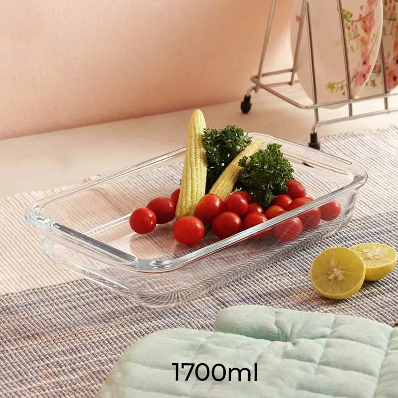 Borosilicate Glass Rectangular & Square Dish | Set of 2 | 1.6L & 1.7L