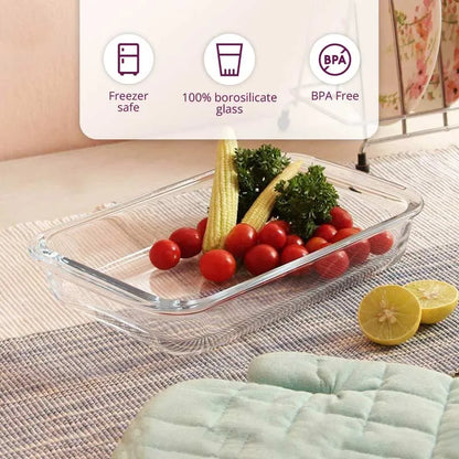 Borosilicate Glass Rectangular & Square Dish | Set of 2 | 1.6L & 1.7L