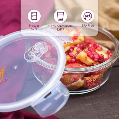 Borosilicate Food Storage Container with Lid |  Set of 3 | 380 ml, 580 ml & 940 ml