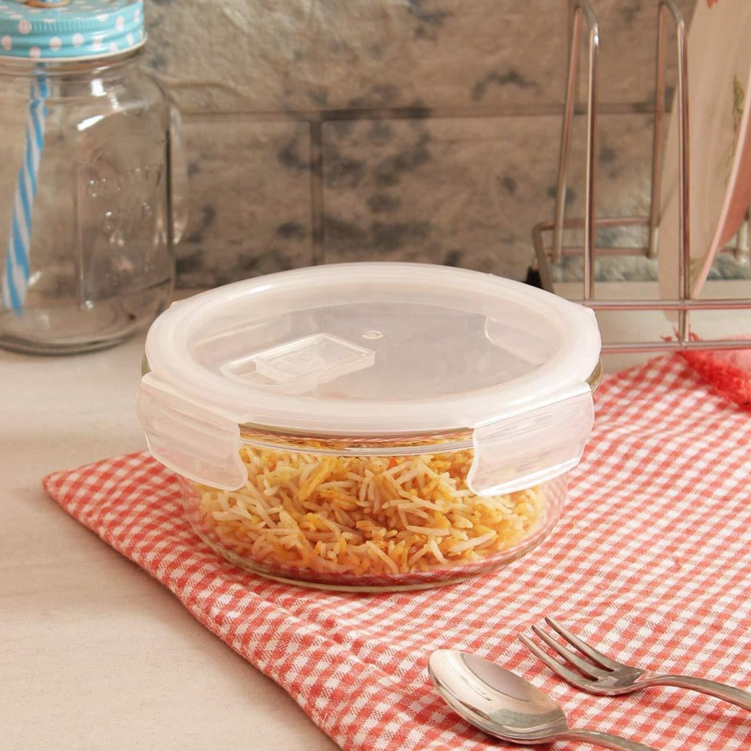 Borosilicate Glass Round Food Storage Container with Lid | Set of 2 | 380ml, 580ml, 940ml