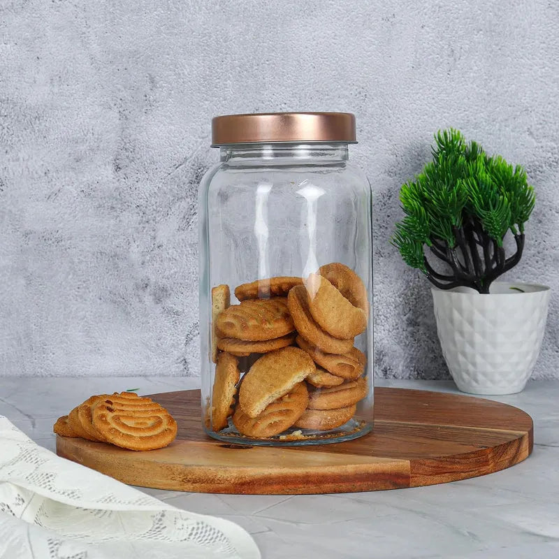 Clear Glass Storage Jar Gold Lid |1.5 Ltr Set Of 6