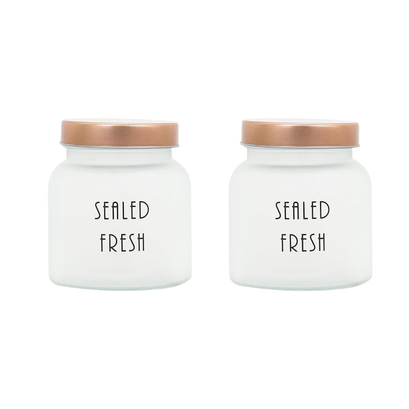 Frosted Glass Storage Jar With Gold Lid 700ml Dusaan