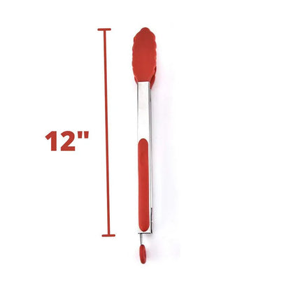 Red Virgin Silicone Food Tong with Grip Handle | 12 Inch |Set of 2 Default Title