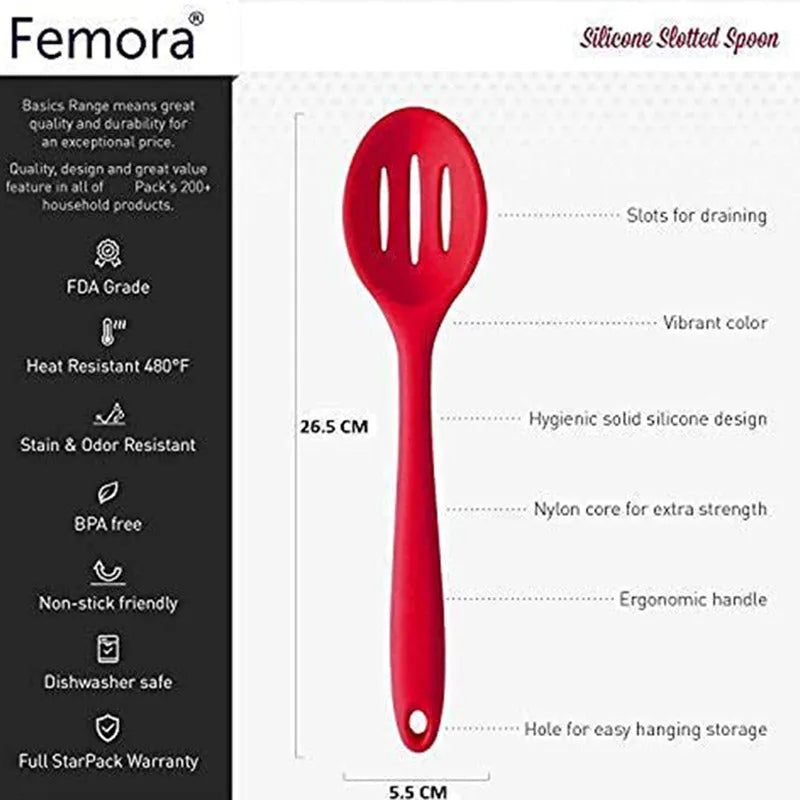 Red Virgin Silicone Slotted Spoon with Grip Handle Default Title