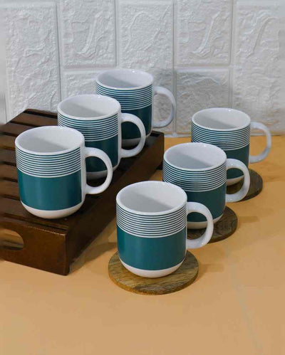 Tone Handcrafted Ceramic Coffee & Tea Cups Ring Design for Gift | Set of 6 | 180 ML | 3 x 3 inches