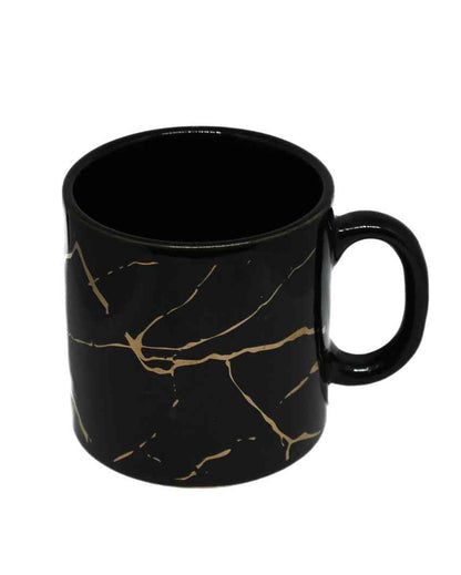 Wave 22K Liquid Marble Golden Design Ceramic Coffee Mugs | Set of 6 | 180 ML | 3 x 3 inches