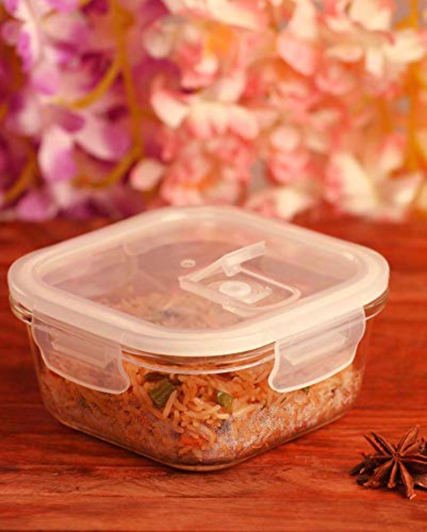 Asty Square Glass Microwave Safe Food Storage Container with Air Vent Lid | 1200ml