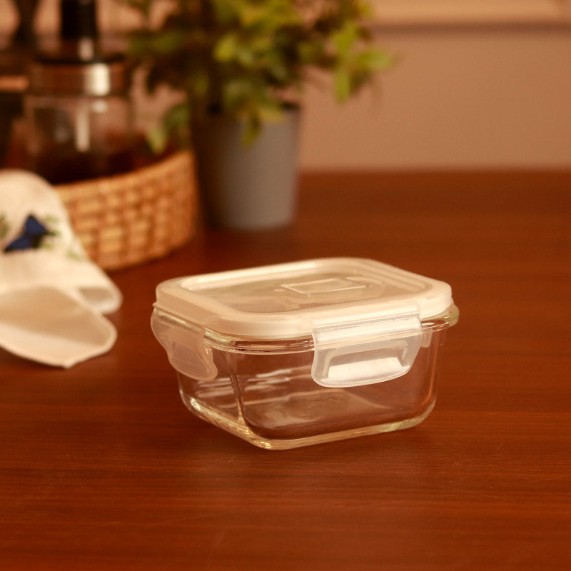 Borosilicate Glass Square Food Storage Container with Air Vent Lid | 300 ml