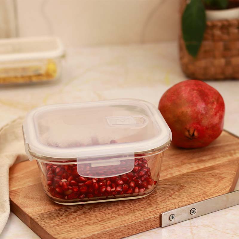 Borosilicate Glass Square Food Storage Container with Lid | 300ml, 500 ml, 800ml