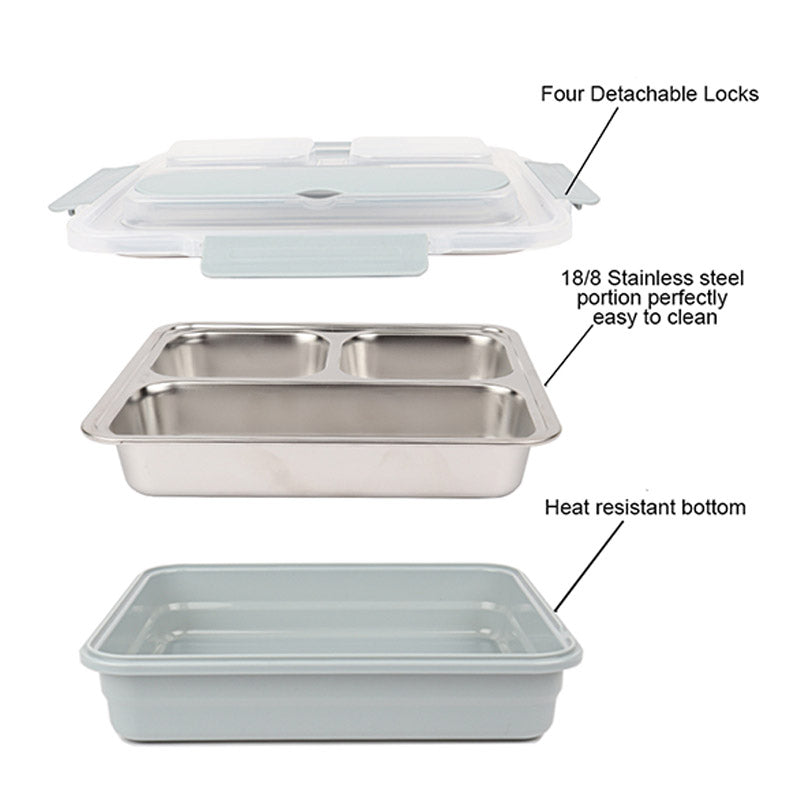 High Stainless Steel 3 Compartment Lunch Box Default Title