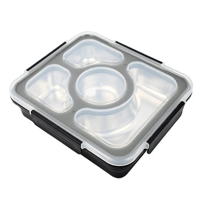 Classic Black High Steel Container Rectangle Lunch Box | Not Leakproof | 4 Pots Default Title