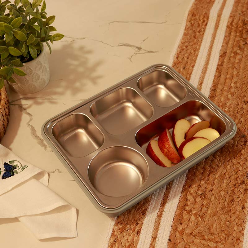 High Steel Rectangle Lunch Box | 5 Compartments