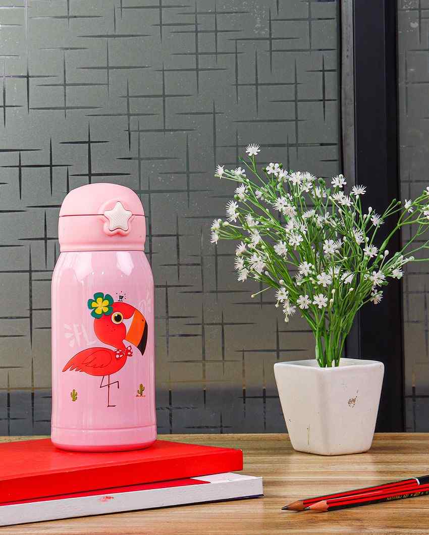 Flamingo Design Hot & Cold Stainless Steel Bottle With Bag | 550 Ml